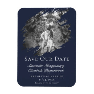 Moderne Pinselstrich-Foto-Save-the-Date-Einladung Magnet