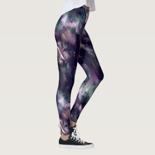 Moderne Pinselstriche blau und lila Leggings