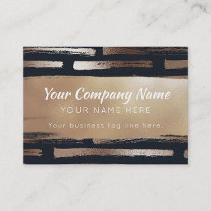 Moderne Pinselstriche Bronze Foil Navy Beruflich Visitenkarte