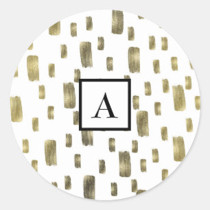 Moderne Pinselstriche Gold Kupferbronze Sparkasse Runder Aufkleber