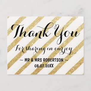 Moderne Pinselstriche goldene Streifen danke Postkarte