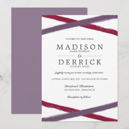 Moderne Pinselstriche Hochzeit | Lavender Berry Einladung