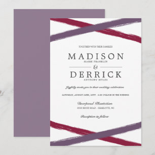Moderne Pinselstriche Hochzeit   Lavender Berry Einladung