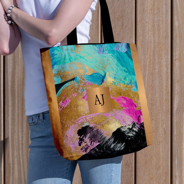 Moderne Pinselstriche mit Monogramm Tasche (Von Creator hochgeladen)