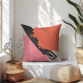 Moderne Pinselstriche - Rosa, Pfirsich und Schwarz Kissen