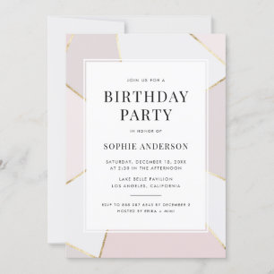 Moderne Pinselstriche und goldene Foil geometrisch Einladung