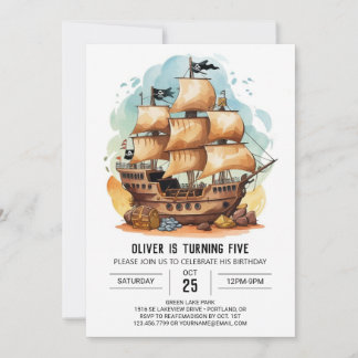 Moderne Piratenflagge Online Pirate Geburtstag Einladung