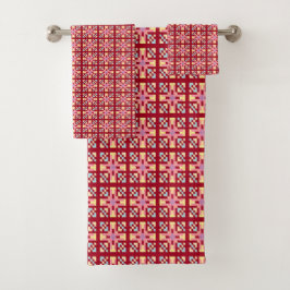 Moderne Pixelgeometrie Abstrakte Kreuz-Kunst-Muste Badhandtuch Set