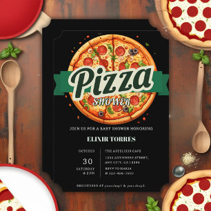Moderne Pizza-Party-Baby-Shower Einladung