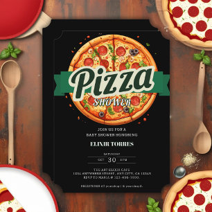 Moderne Pizza-Party-Baby-Shower Einladung