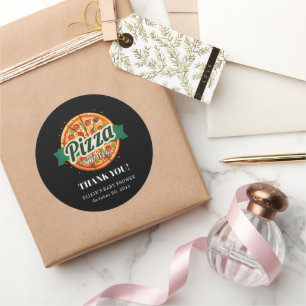Moderne Pizza Party Babydusche Runder Aufkleber