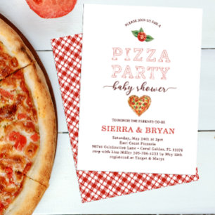 Moderne Pizza Party Kinderdusche Einladung - Spaß 