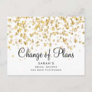 Moderne Planänderung Brautparty Goldene Sterne Postkarte