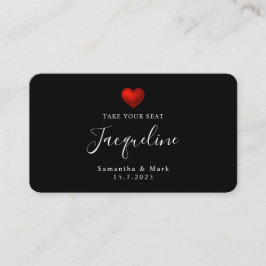 Moderne Platzkarte mit rotem Herzen