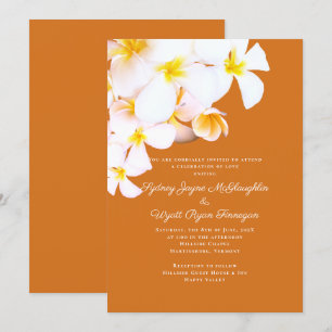 Moderne Plumeria Hawaiian Blume Orange Wedding Einladung