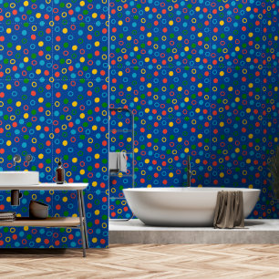 Moderne Polka Dot Blue Peel und Stock Tapete
