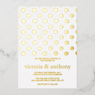 Moderne Polka Dots Wedding Real Folieneinladung