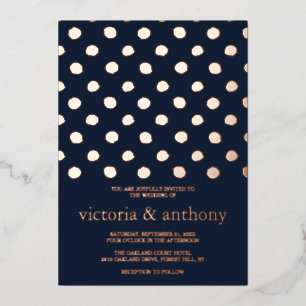 Moderne Polka Dots Wedding Real Folieneinladung
