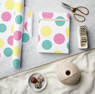 Moderne Polka-Punkte Rosa Gelb Aqua-Party Geschenkpapier