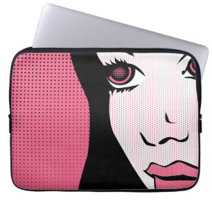 Moderne Pop-Art-Darstellung des Gesichts einer Fra Laptopschutzhülle