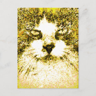 Moderne Pop-Art-Katze Gold Postkarte
