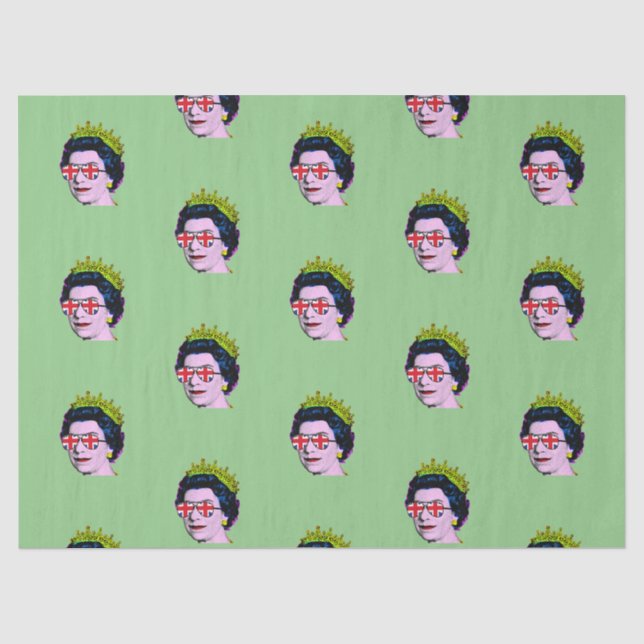 Moderne Pop Art Queen in Union Jack Brillen Gewebe Seidenpapier (Vorderseite)