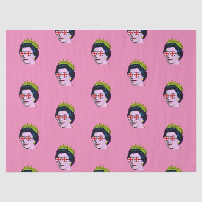 Moderne Pop Art Queen in Union Jack Brillen Gewebe Seidenpapier (Vorderseite)