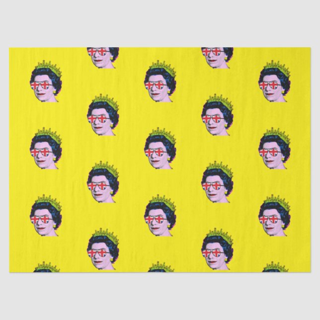 Moderne Pop Art Queen in Union Jack Brillen Seidenpapier (Vorderseite)