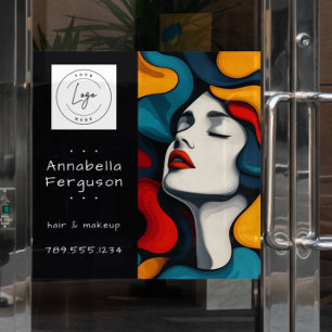Moderne Pop-Art Retro Farbige Haare Make-up-Logo Fensteraufkleber