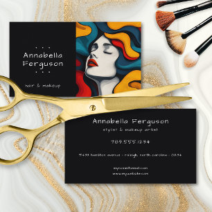 Moderne Pop-Art Retro Farbige Haare Make-up Visitenkarte