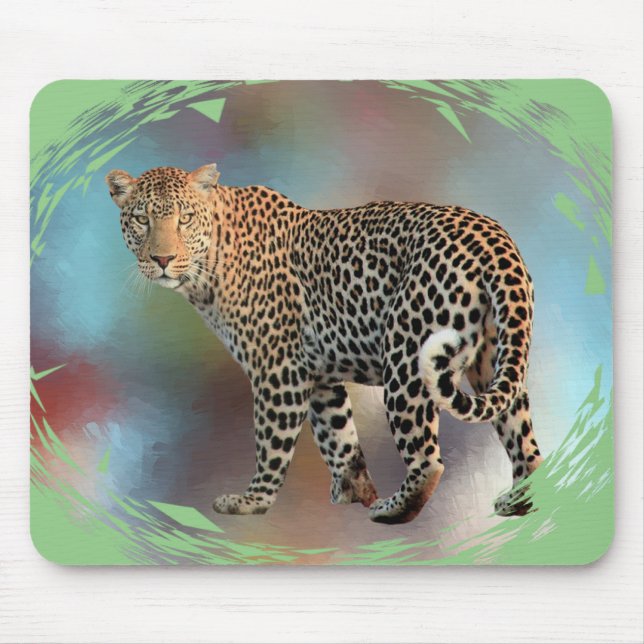 Moderne Pop Art Template Trendy Leopard Mousepad (Vorne)