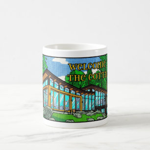 Moderne Pop-Art-Waldhütte Mid-Century Comic Kaffeetasse