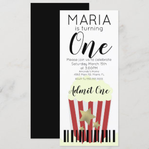 Moderne Popcorn-Filme Ticket-Style-Party-Einladung Einladung