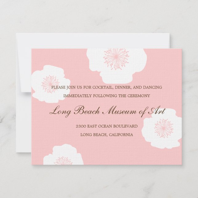 Moderne Poppies Hochzeitskarte - Rosa Einladung (Vorderseite)