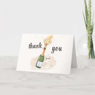 Moderne Poppin Flaschen Champagne Baby Dusche Dankeskarte