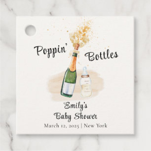 Moderne Poppin Flaschen Champagne Baby Dusche Geschenkanhänger