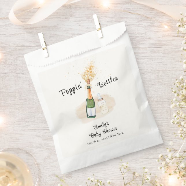 Moderne Poppin Flaschen Champagne Baby Dusche Geschenktütchen (Ausgeschnitten)