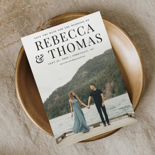 Moderne Porträtfoto-Hochzeit - Termin merken Magneteinladung