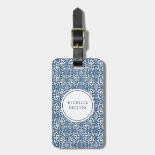 Moderne portugiesische Tiles Azulejos Navy und Whi Gepäckanhänger