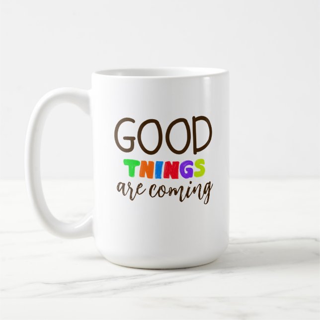 Moderne positive Handlettering-Tasse Kaffeetasse (Links)