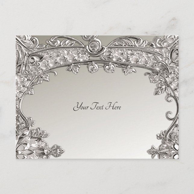 Moderne Postkarte mit silberner Ornamentik (Vorderseite)