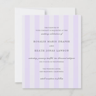 Moderne preiswerte Hochzeitseinladung PurpleStripe