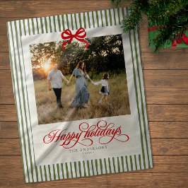 Moderne Preppy Happy Holidays Name & Foto Fleecedecke