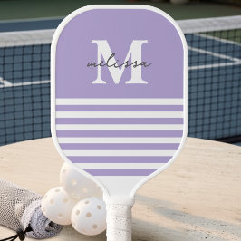 Moderne, preppy, pastelllila monogrammierte Name Pickleball Schläger