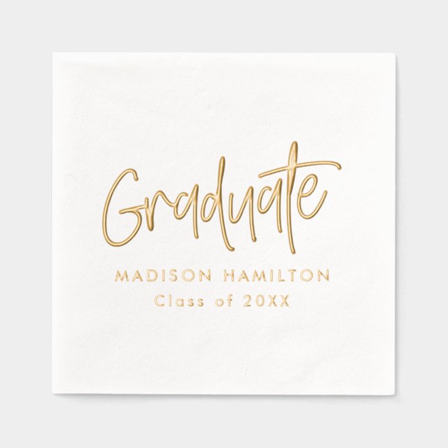 Moderne Preppy Script Graduation Party Servietten Mit Folie (Vorderseite)