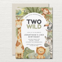 Moderne Preppy zwei wilde Safari-Tiere 2. Geburtst