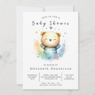 Moderne Printable Bear Baby Dusche Einladung