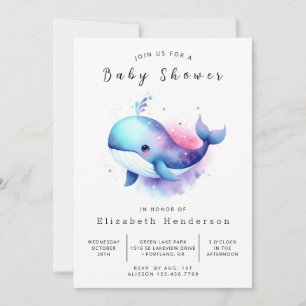 Moderne Printable Whale Baby Dusche Einladung