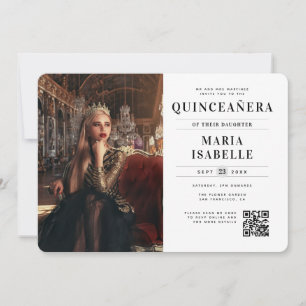 Moderne Prinzessin Foto QR Code Quinceañera Einladung
