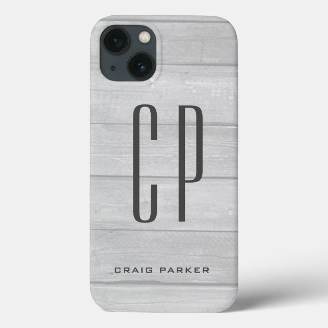 Moderne professionelle einfache Monogramm-Grau Case-Mate iPhone Hülle (Rückseite)
